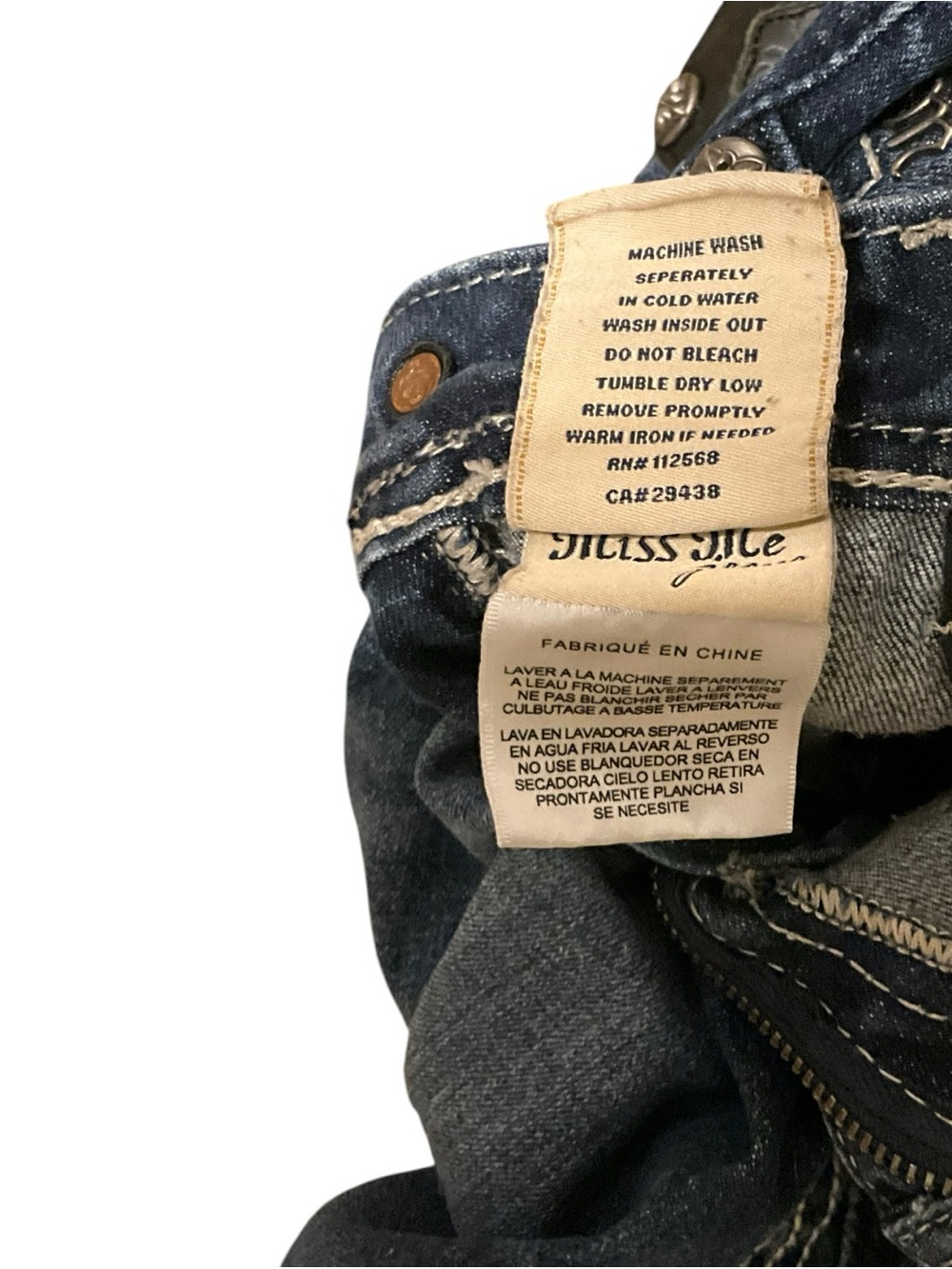 Miss Me Womens Bootcut Jeans 31 Dark Wash Stretch Denim Aztec Embroidered EUC - Picture 13 of 13
